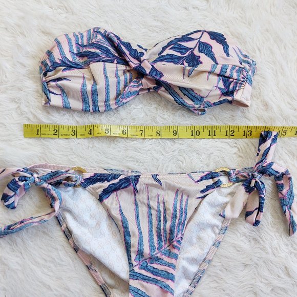 Victoria's Secret Women's Blue Tropical Leaf Strapless Bikini and Tankini Set S - Picture 3 of 7